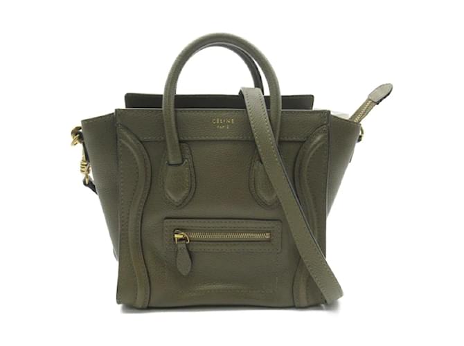 Céline Nano Leather Luggage Tote Bag Green Pony-style calfskin  ref.1176030
