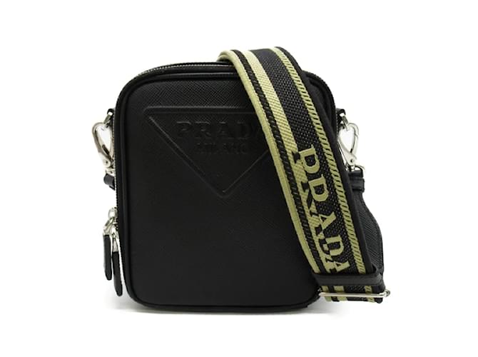 Prada Saffiano Leather Shoulder Bag 2VH154 Black Pony-style calfskin  ref.1176041