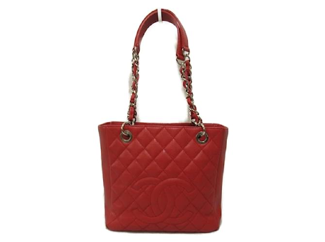 Chanel CC Quilted Caviar Chain Tote Rot Leder  ref.1176054