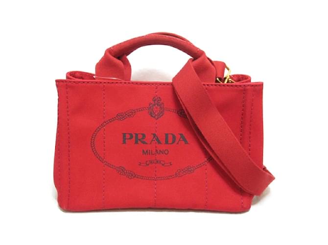 Prada Canapa Logo Handbag Red Cloth  ref.1176081