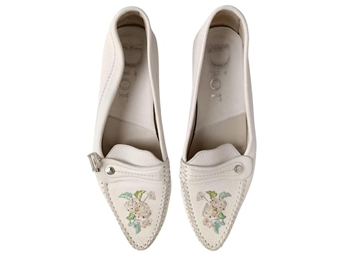 Christian Dior & John Galliano 2006 calf leather Loafers Shoes D Charm SZ 39 Beige  ref.1176133