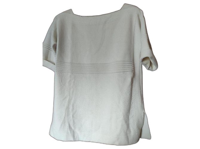 Hermès Malha Strickpullover Weiß Seide Baumwolle 