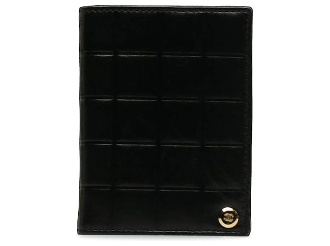 Porta-cartões Chanel Black Choco Bar em couro de cordeiro Preto  ref.1176143