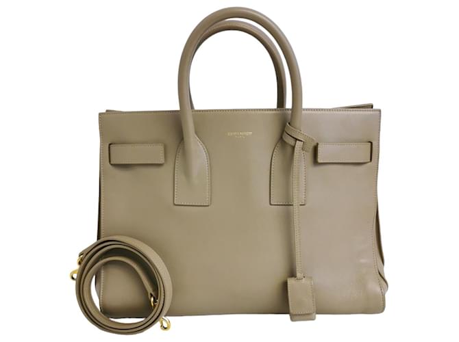 Yves Saint Laurent Sac de Jour Petit Cuir de veau beige Veau façon poulain Marron  ref.1176201