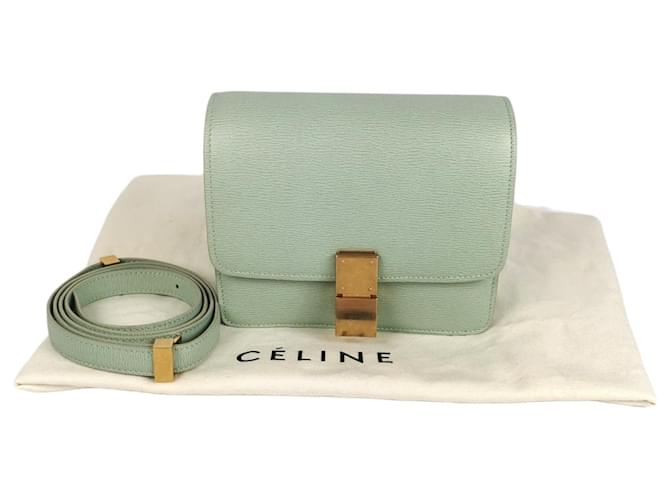 Céline Celine Classic Box Pequena Couro de novilho verde Bezerro-como bezerro  ref.1176206