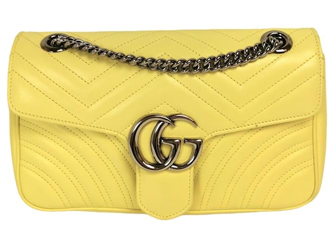 Gucci GG Marmont Small Yellow Matelassé Leather  ref.1176240