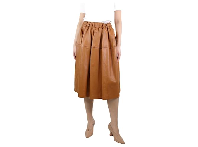 Marni Tan leather A-line skirt - size UK 8 Brown  ref.1176301