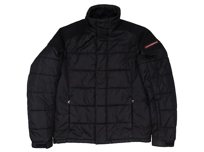 Prada Nylon Sports Puffer Jacket (M-L) Black Synthetic  ref.1176381