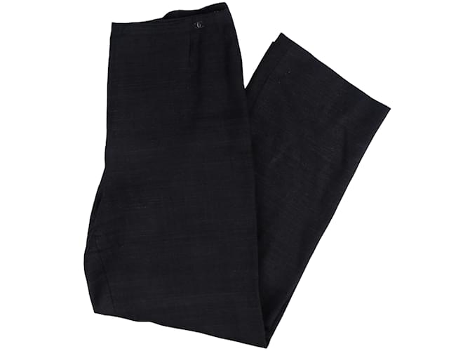 Pantaloni Chanel in seta leggera (40) Nero  ref.1176420
