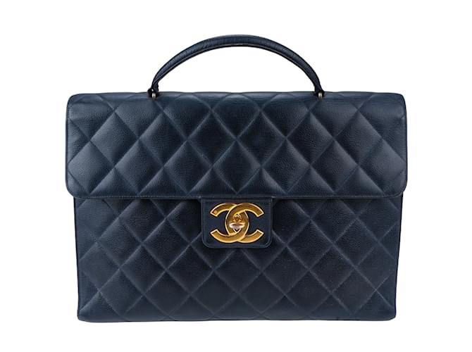 Chanel Caviar Leather 24K Gold Business Bag Black Cloth  ref.1176426