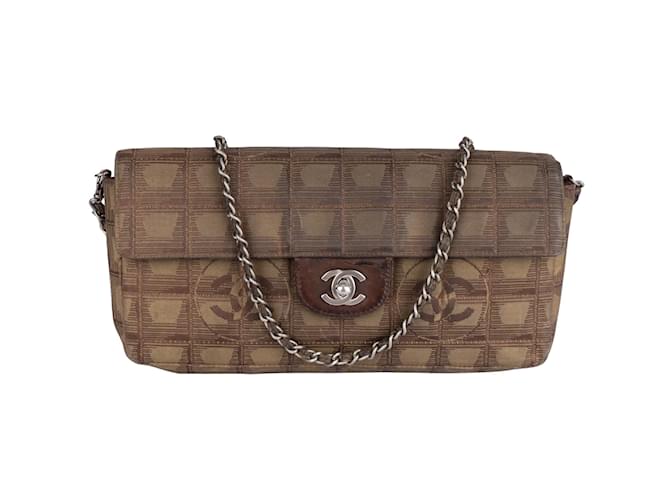 Chanel Travel Line Shoulder Bag Brown Cloth  ref.1176465