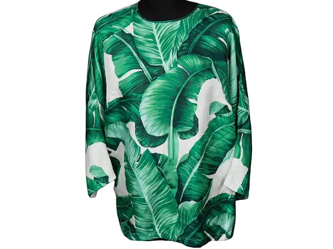 Dolce & Gabbana Green Floral Top (D36 / it42) Synthetic  ref.1176473