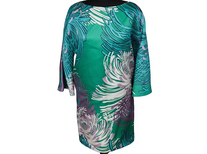 Vestido florido de seda Gucci (D38 / M) Verde Sintético  ref.1176490