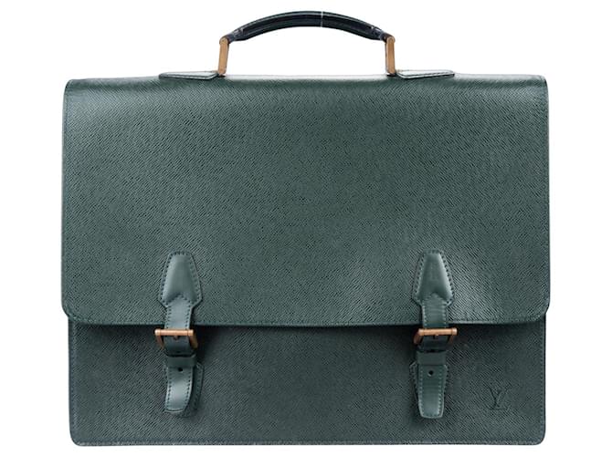 Louis Vuitton Green Taiga Leather Kourad Business Bag Cloth  ref.1176539