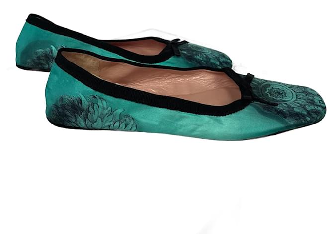 Prada turquoise silk house slippers Cloth  ref.1176588
