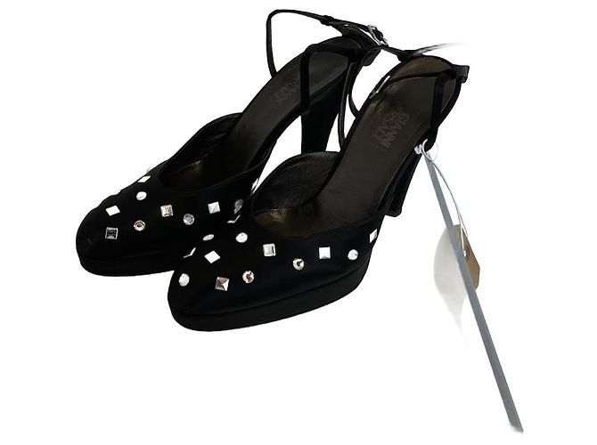 Versace Black Cloth Heels Size 38