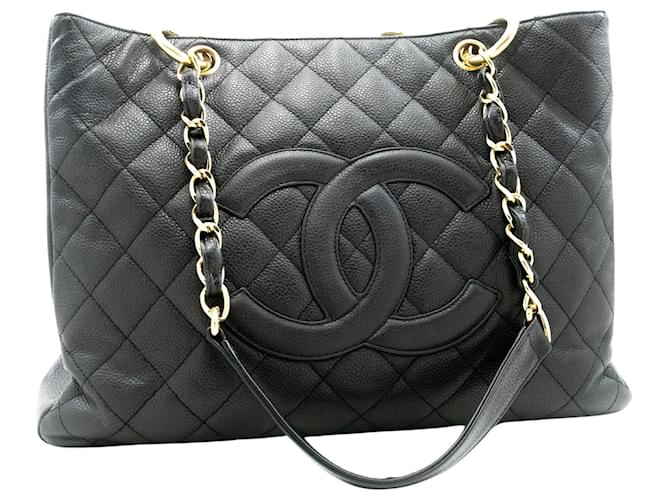 Timeless Chanel GST (grand shopping tote) Black Leather  ref.1176641