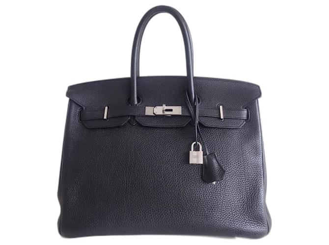 Hermès HERMES BIRKIN BAG 35 Noir Black Leather  ref.1176729