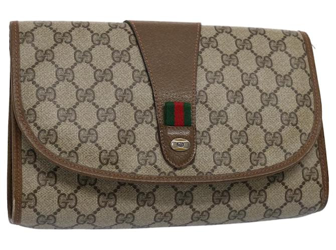 GUCCI GG Supreme Web Sherry Line Clutch Bag Red Beige 89 01 030 Auth ep2520  ref.1176859