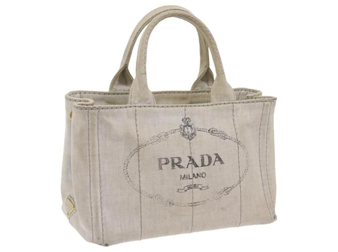 PRADA Canapa PM Hand Bag Canvas White Auth yb441 Cloth  ref.1176899
