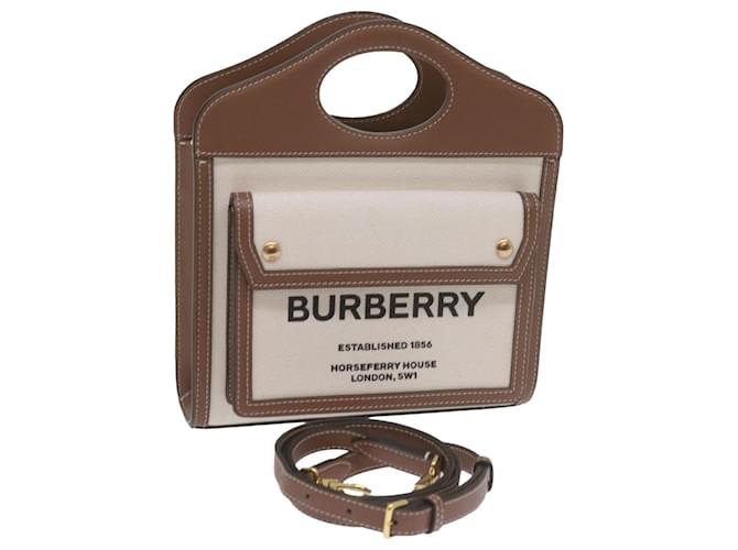 BURBERRY Mini Pocket Bag Bolso de mano Lona Cuero Marrón 8039361 autenticación 60007UNA Castaño Lienzo  ref.1176903