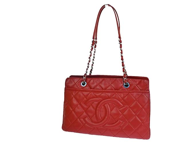 Chanel Shopping Red Leather  ref.1176967