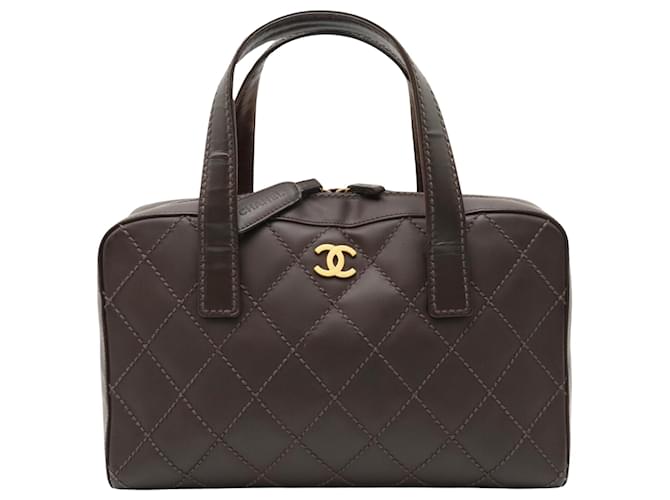 Chanel bowling bag Brown Leather  ref.1177174