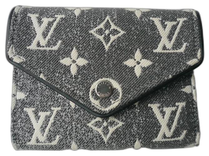 Louis Vuitton Monogram Denim Victorine M Wallet81859 Silver gray NEW Grey Leather Cloth  ref.1177257