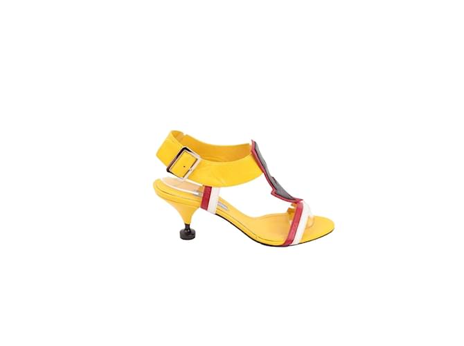 Prada Leather Heels Yellow  ref.1177452