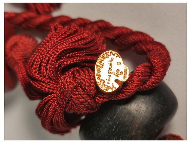 Collana Yves Saint Laurent in Legno e Ambra Multicolore