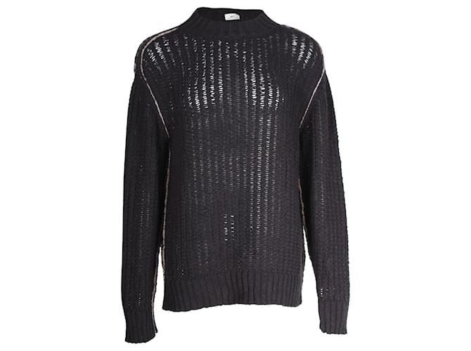 Autre Marque Mr. P Ribbed Open-Knit Sweater in Black Cotton  ref.1177684