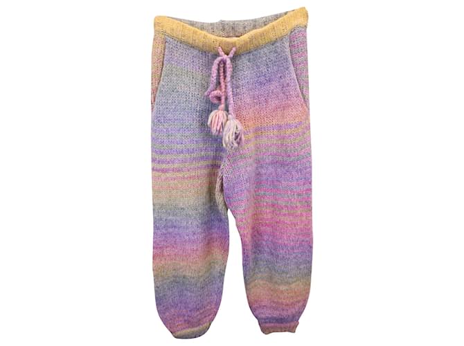 LoveShackFancy Rainbow Knit Joggers in Multicolor Wool Multiple colors  ref.1177704