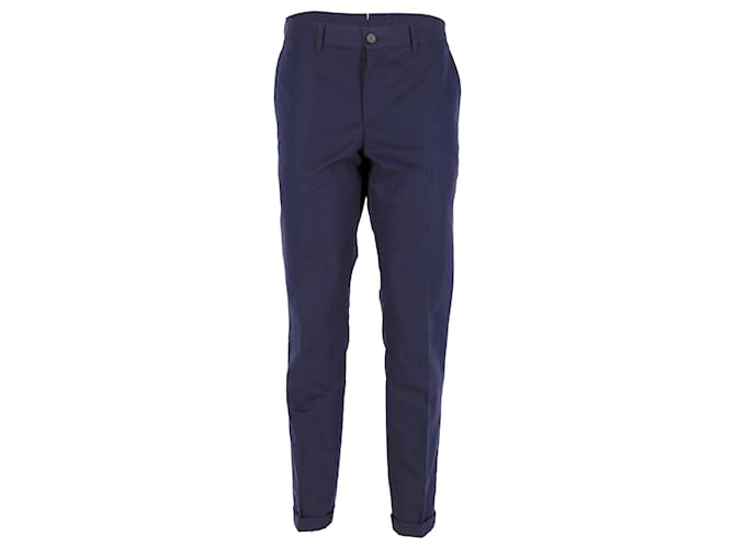 Pantalones de pernera recta Prada en lana azul marino  ref.1177718