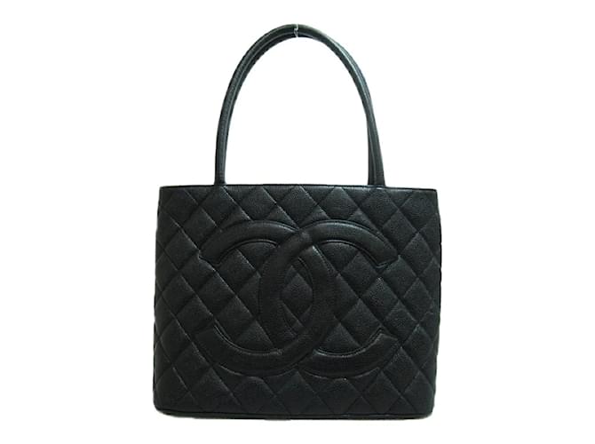 Chanel Cabas médaillon CC Caviar Cuir Cuir d'agneau Noir  ref.1177750