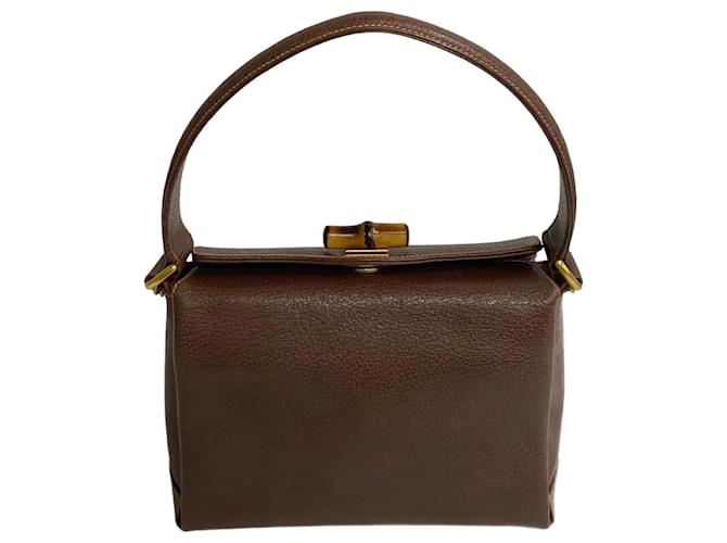 Gucci Leather Bamboo Box Bag Brown Pony-style calfskin  ref.1177759