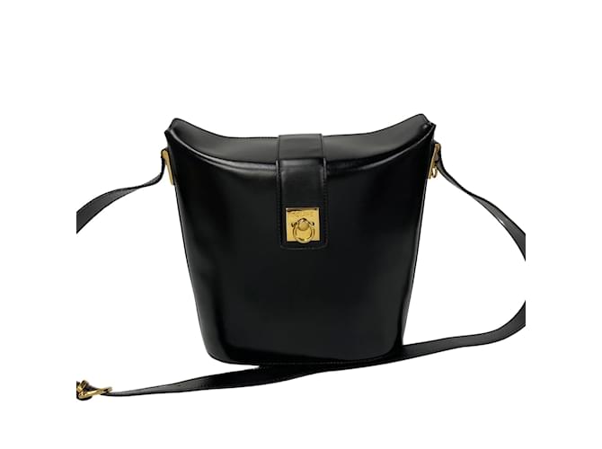 Céline Leather Vintage Bucket Bag Black Pony-style calfskin  ref.1177775