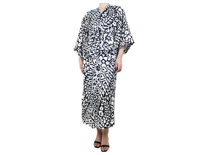 Eres Navy blue and white silk printed robe - size S/M  ref.1177824