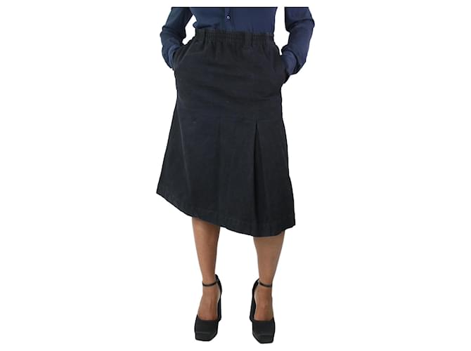 Autre Marque Black denim midi skirt - size M Linen  ref.1177826
