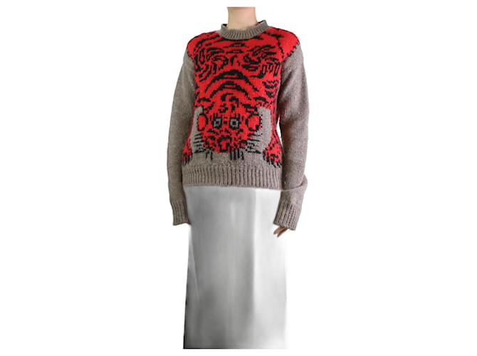 Joseph Red and brown wool-blend tiger jumper - size M  ref.1177844