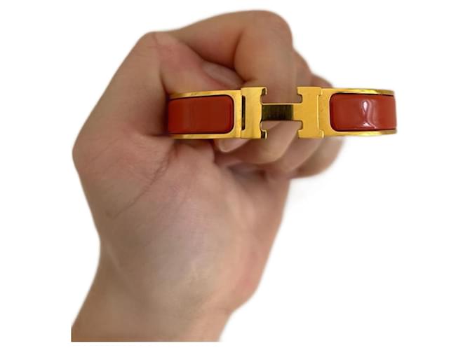 Bracelet Hermès Clic H argent orange 