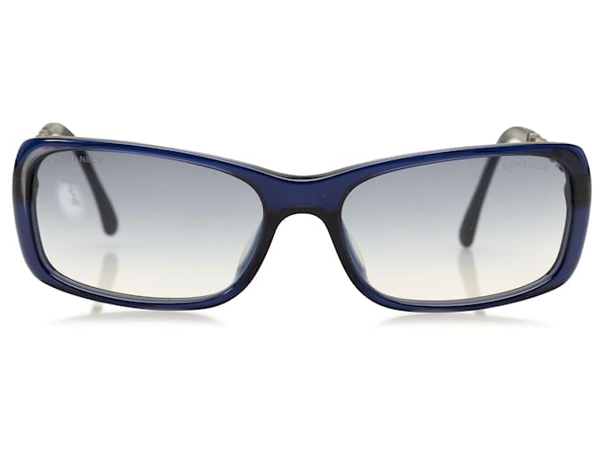 Chanel Blaue, runde, getönte Sonnenbrille Kunststoff Harz  ref.1177917