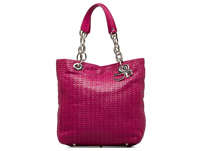 Dior Pink Woven Leather Soft Lady Dior Leder Kalbähnliches Kalb  ref.1177934