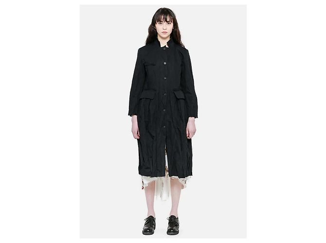 Autre Marque Abrigo negro con cuello mao Aleksandr Manamis