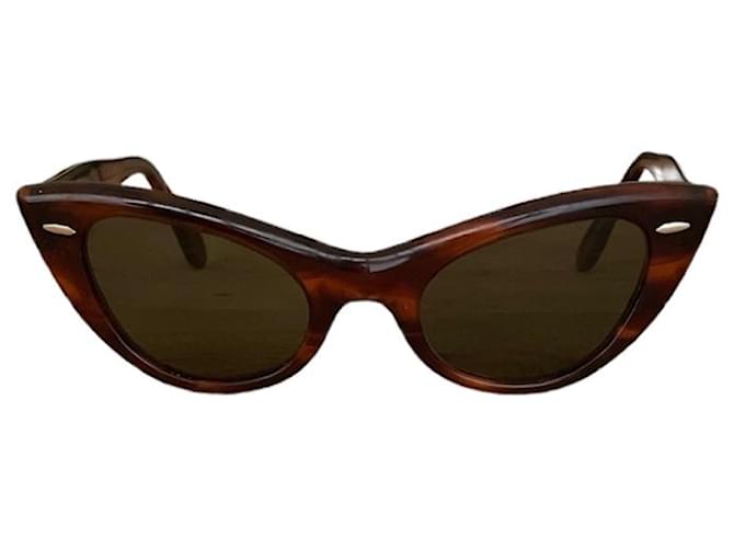 Ray-Ban Lunettes de soleil Ray Ban made in USA 60/70s corne Verre Marron Caramel  ref.1177948