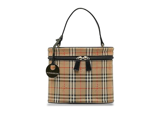 Burberry Haymarket Check Canvas Vanity Bag Brown Cloth  ref.1177971