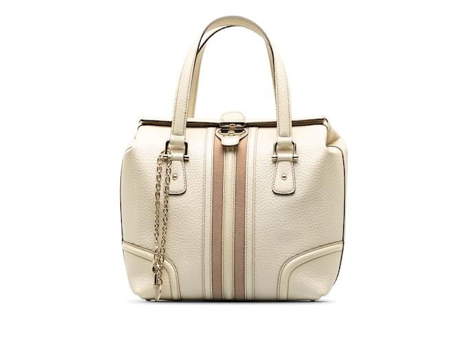 Gucci Treasure Boston-Tasche aus Leder 146002 Weiß  ref.1177985