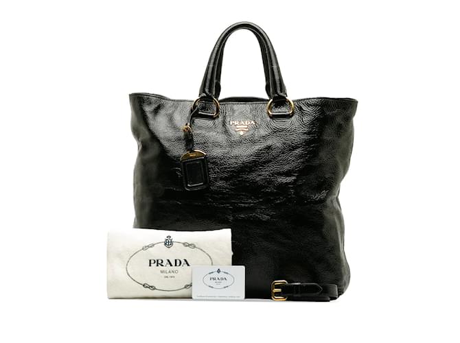 Prada Vitello Shine Tote Bag BN1713 Black Leather Pony-style calfskin  ref.1177996