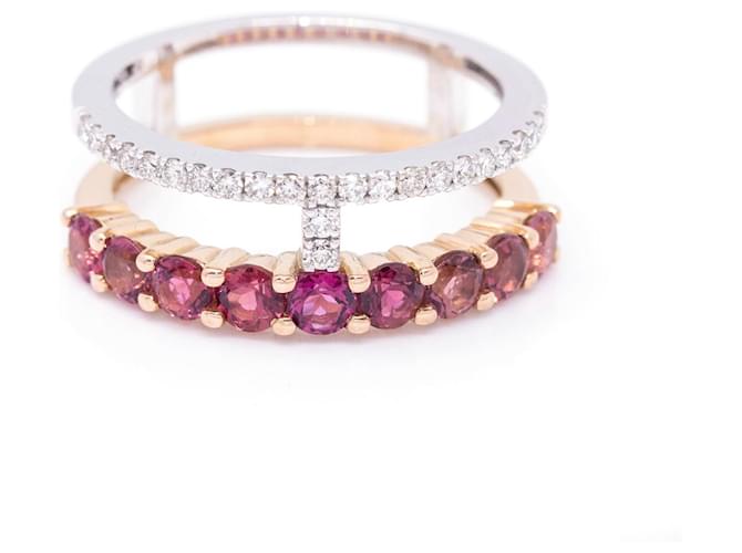 Autre Marque Tourmaline and Diamond Ring. White Red Golden White gold Pink gold  ref.1178016