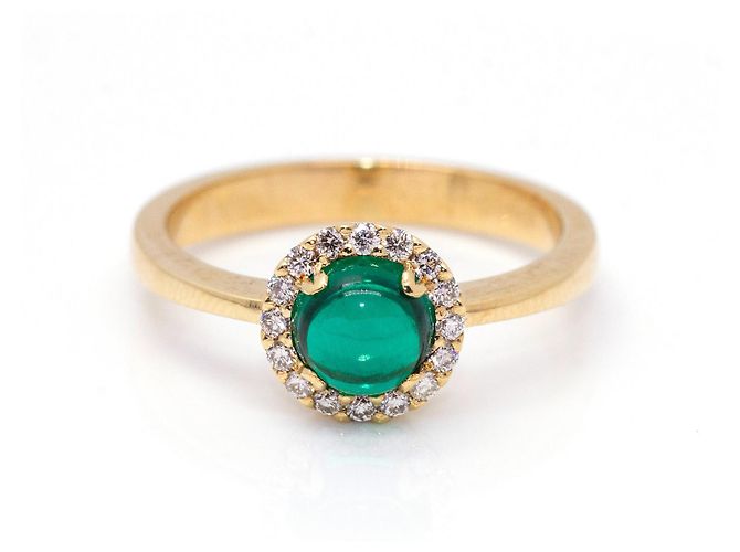 Autre Marque Anello d'oro, Brillante e Smeraldo Verde