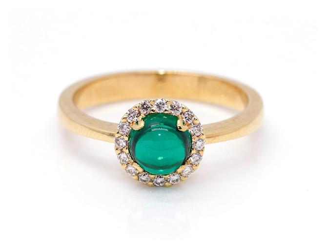Autre Marque Gold ring, Brilliant and Emerald Golden Green Yellow gold  ref.1178021